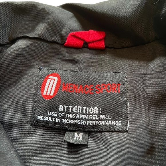 Team Wisconsin Hockey Jacket Size M Black Red Full Zip Menace Sport Pockets - Picture 2 of 4